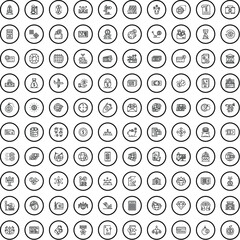 100 money icons set. Outline illustration of 100 money icons vector set isolated on white background