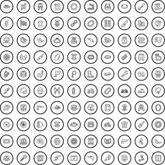 100 motorsport icons set. Outline illustration of 100 motorsport icons vector set isolated on white background