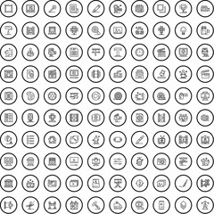 100 multimedia icons set. Outline illustration of 100 multimedia icons vector set isolated on white background