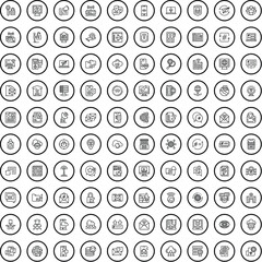 100 network icons set. Outline illustration of 100 network icons vector set isolated on white background