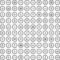 100 office icons set. Outline illustration of 100 office icons vector set isolated on white background