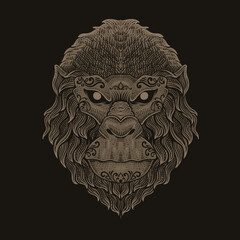 illustration gorilla head on black background