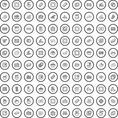 100 pasta icons set. Outline illustration of 100 pasta icons vector set isolated on white background