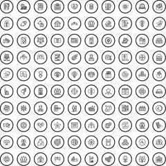 100 philanthropy icons set. Outline illustration of 100 philanthropy icons vector set isolated on white background