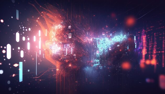 Glowing data stream clouds abstract
