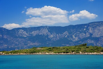 Obraz premium blue flag Gökova bay view, Dalyan, Turkey