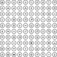 100 profession icons set. Outline illustration of 100 profession icons vector set isolated on white background