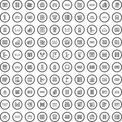 100 railway icons set. Outline illustration of 100 railway icons vector set isolated on white background