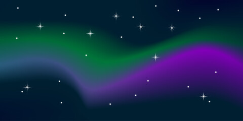 Northern lights for banner design. Space travel. Motion light effect. Vector illustration.