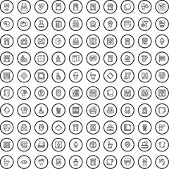 100 restroom icons set. Outline illustration of 100 restroom icons vector set isolated on white background