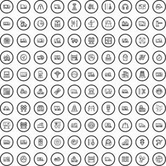 100 road icons set. Outline illustration of 100 road icons vector set isolated on white background