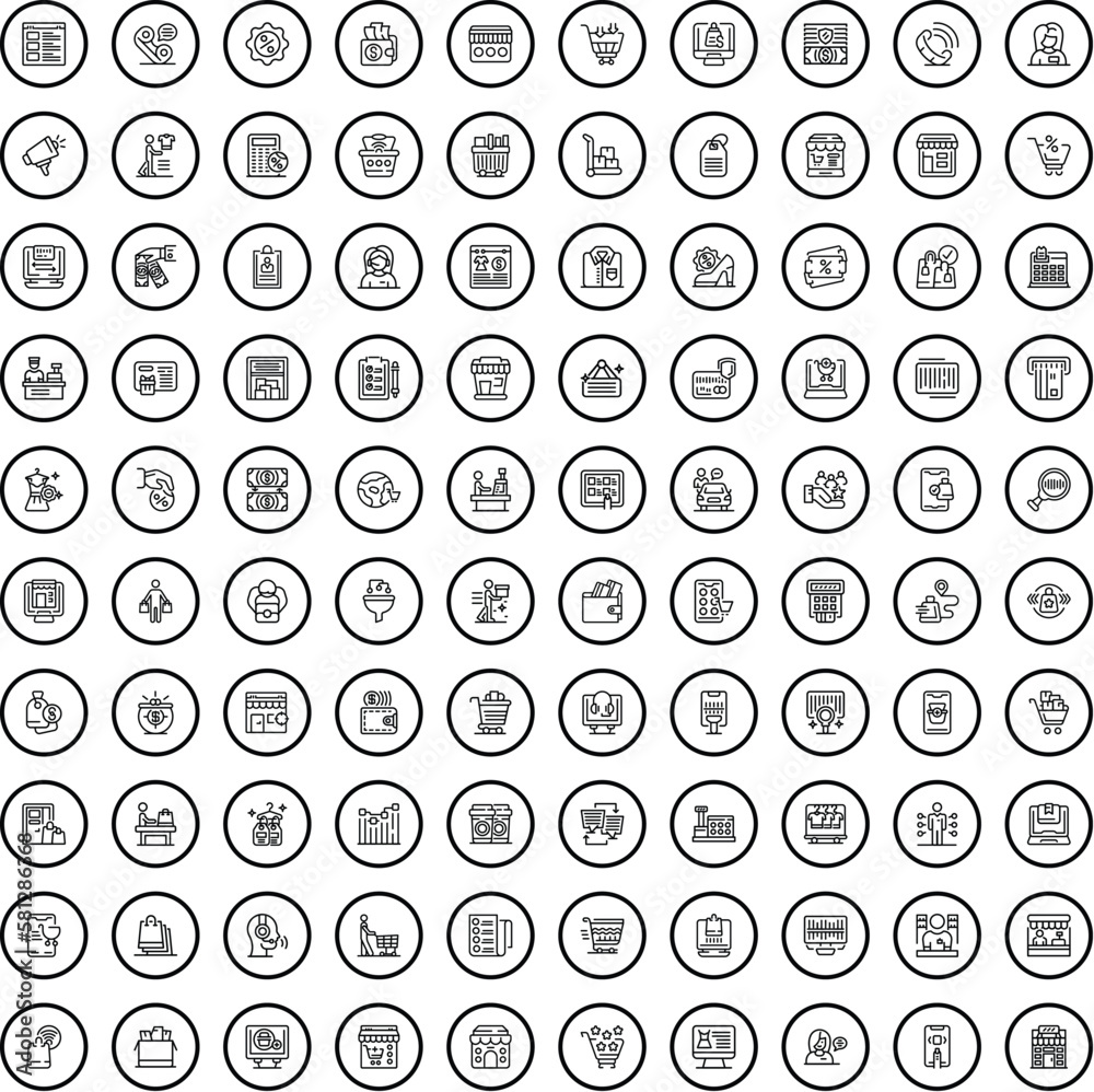 Wall mural 100 sale icons set. outline illustration of 100 sale icons vector set isolated on white background - Wall murals