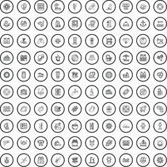 100 sea icons set. Outline illustration of 100 sea icons vector set isolated on white background