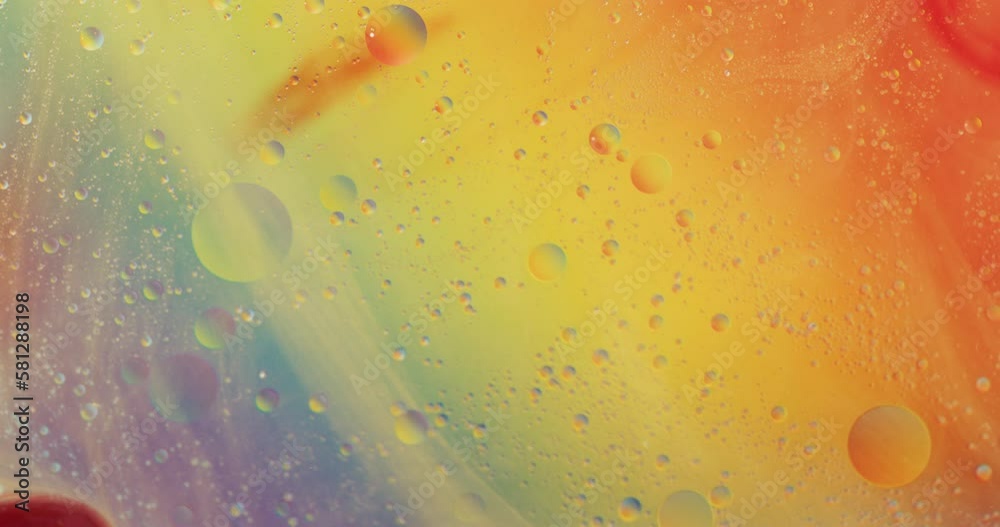 Canvas Prints Animation of bubbles moving on red and orange liquid with copy space