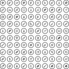 100 space icons set. Outline illustration of 100 space icons vector set isolated on white background