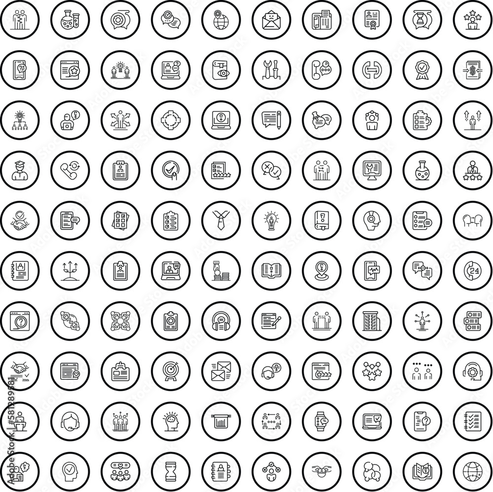 Canvas Prints 100 support icons set. outline illustration of 100 support icons vector set isolated on white backgr