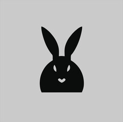 Rabbit animal illustration logo, rabbit silhouette isolated on white background