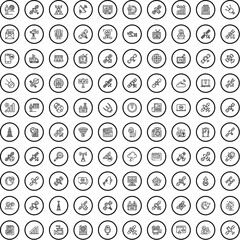 100 telecommunication icons set. Outline illustration of 100 telecommunication icons vector set isolated on white background
