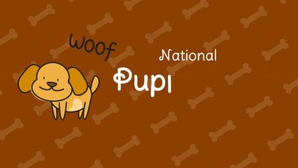 National Puppy Day day on March 23. Video animation with a handwritten inscription and animated Dog on dog bones motion background.