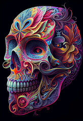 Skull candy illustration. Generative AI.