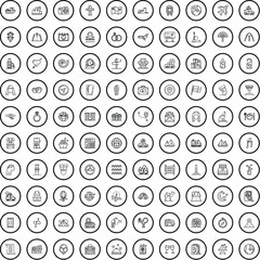 100 travel icons set. Outline illustration of 100 travel icons vector set isolated on white background