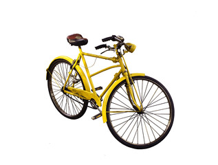 Fototapeta na wymiar Retro styled old yellow bicycle. 