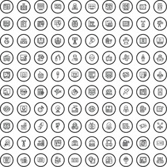 100 tv icons set. Outline illustration of 100 tv icons vector set isolated on white background