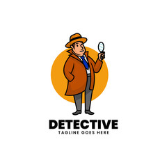 Vector Logo Illustration Detective Mascot Cartoon Style.
