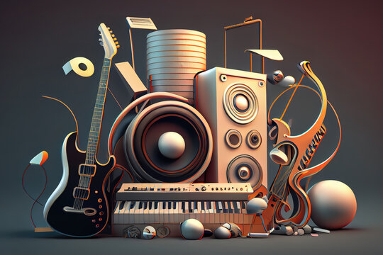 3d rendering music illustration. Generative Ai