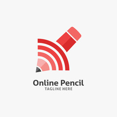 Pencil and wifi signal for online pencil logo design
