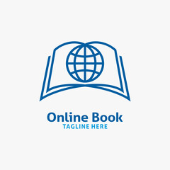 Book and world web for online book logo design
