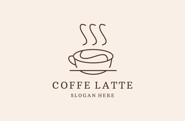  Coffee Latte vector logo design template. Coffee shop label vector.