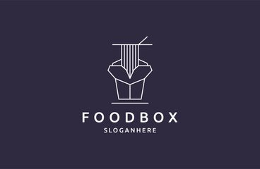 Vector food box logo design. icon label for shop, delivery, cafe, restaurant, catering.