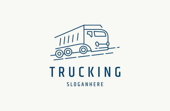 logo with truck on white background, abstract style and line logo .