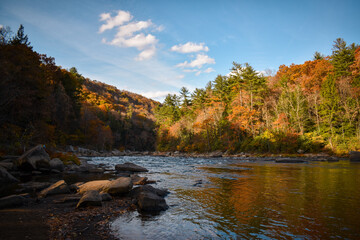 Fall foliage along the Youghiogheny River in Ohiopyle, Pennsylvania
