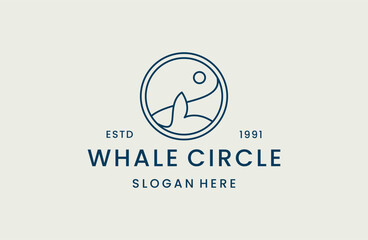 circle whale humpback logo vector illustration design .