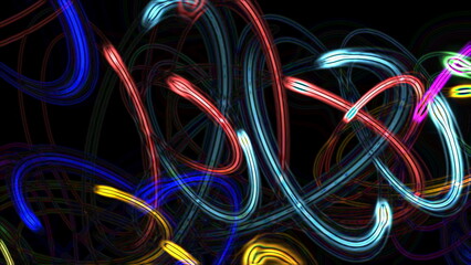 Colorful streak in dark background. 2D layout illustration