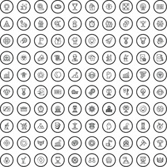 100 winner icons set. Outline illustration of 100 winner icons vector set isolated on white background