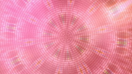 Circle symmetry pink color abstract background. 2D layout illustration