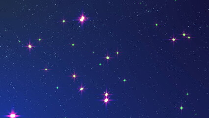 Purple star blinking in dark background. 2D layout illustration