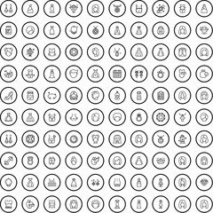 100 woman icons set. Outline illustration of 100 woman icons vector set isolated on white background