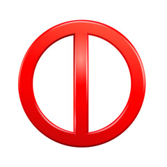 Forbidden sign empty. Crosser out red prohibit caution circle in 3D embossed style. Icon file PNG.
