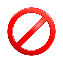 Forbidden sign empty. Crosser out red prohibit caution circle in 3D embossed style. Icon file PNG. - obrazy, fototapety, plakaty