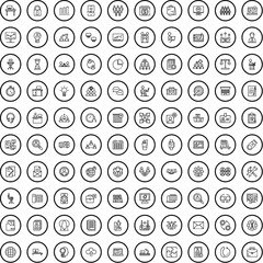 100 workspace icons set. Outline illustration of 100 workspace icons vector set isolated on white background
