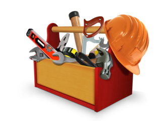 wooden toolbox with tools