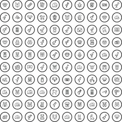 100 zoo icons set. Outline illustration of 100 zoo icons vector set isolated on white background
