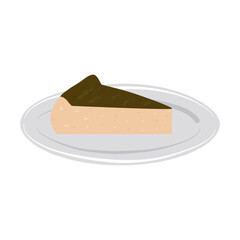 Basque Burnt Cheesecake illustration on a plate.
