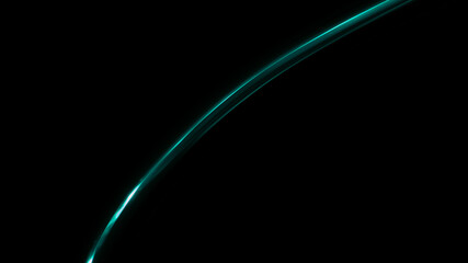 Curve glow light blue green simple on black background