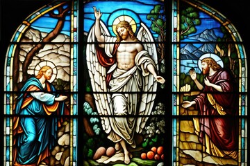 stained glass window in saint cathedral