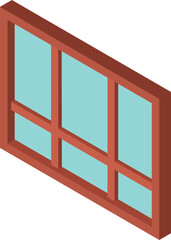 Wooden window icon isometric vector. Large transparent external square window. Exterior, construction and repair concept